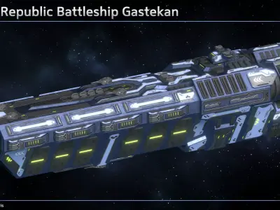 Spaceship Enkar Republic Battleship Gastekan Low-poly 3D model