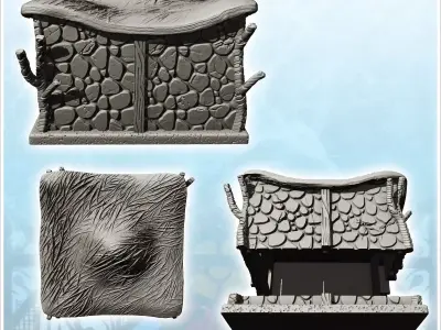 Square building with wave roof and stone walls 26 - Medieval Got 3D print model