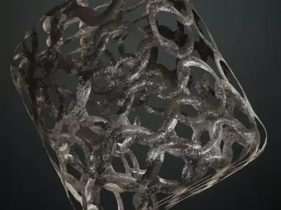 Silver Rusty Metal Weave Transparent PBR Seamless Texture
