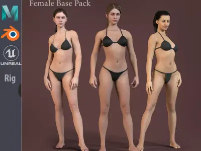 Female Base Pack Full Rig Low-poly 3D model