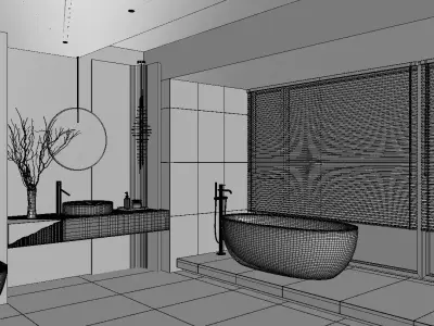 Modern main bathroom WC shower room 3D model