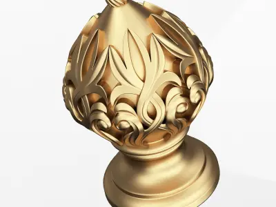 Carved Finial Knob 01 Low-poly 3D model