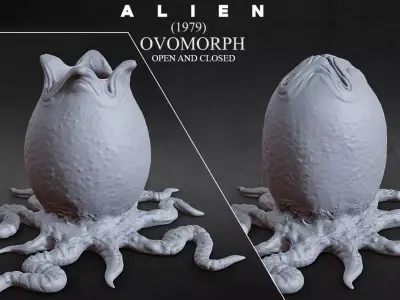 3D PRINTABLE OPEN AND CLOSED ALIEN EGGS WITH ROOTS 3D print model