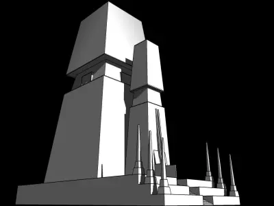 Ancient religious temple of a lost civilization Low-poly 3D model
