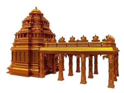 Hindu temple Low-poly 3D model