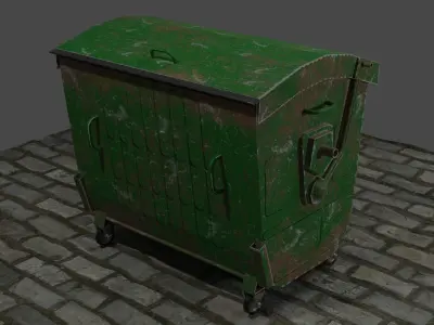 Trash cans and conteiners PBR Low-poly game ready Low-poly 3D model