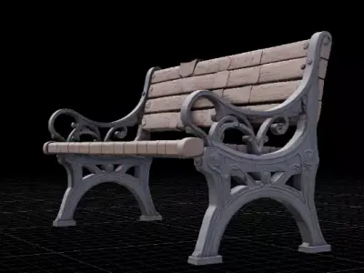 Park Bench Low Poly Game Ready Outdoor 3D Model Low-poly 3D model