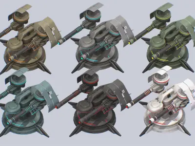 Plasma turret Low-poly 3D model 4