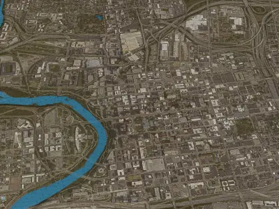 Columbus - Topography Terrain Low-poly 3D model