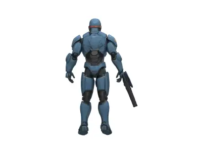 Futuristic Cyborg Soldier with Armor and Gun 3D model