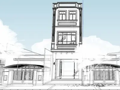 Front Villa House 3D model