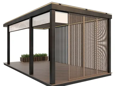 Pergola outdoor gazebo with wooden floor 3D model