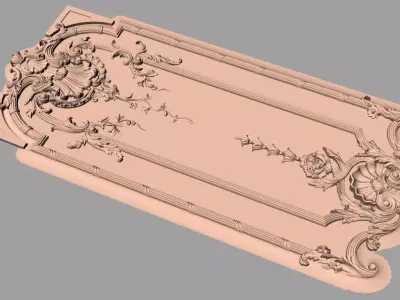 Door flower 3D relief STL Model for CNC woodworking carving E301 3D model
