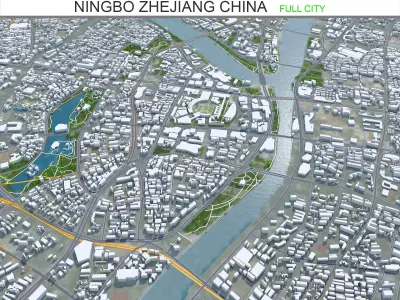 Ningbo Zhejiang China 150km AI Low-poly 3D model