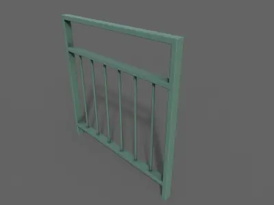 PBR Pedestrian Guard Rail Green V4 Low-poly 3D model