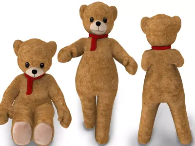 Humansize Rigged Teddy Bear Character Low-poly 3D model