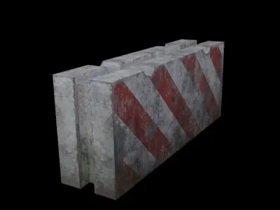 Concrete block restricting traffic PBR low-poly game ready Low-poly 3D model