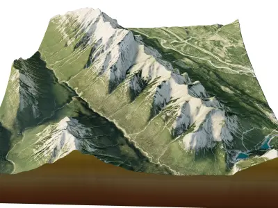 Mount rundle 3d terrain model Low-poly 3D model