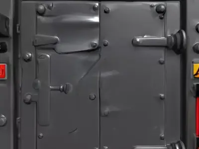 Damaged Industrial SciFi Bunker Door Low-poly 3D model