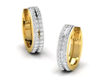 Gold Diamond Women Earring 3D print Model 3D print model 33