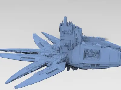 Sci-Fi dark Platforms Ship  3D model