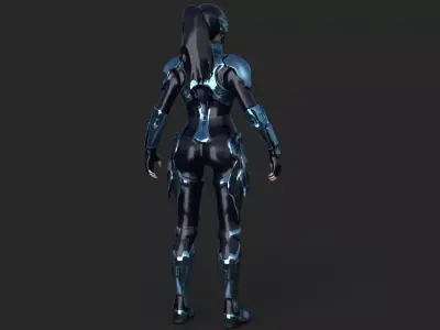 Futuristic Asian Girl Low-poly 3D model