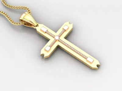 High Cross Pendant Light Gold 18K 4CP092 3D print model