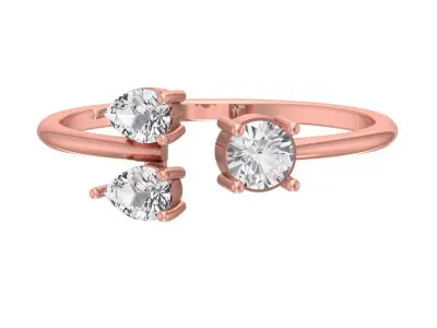 Three Stone Light Weight Band Ring 3D print model