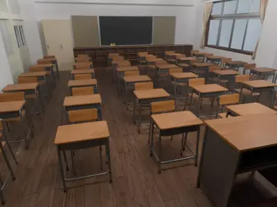 A Japanese school classroom 3D model