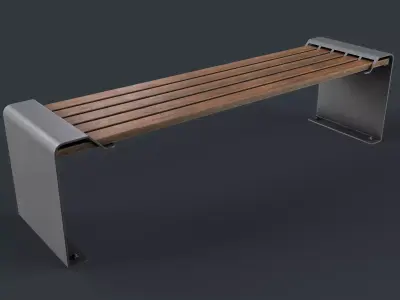 Modern Outdoor Bench 16 PBR Game Ready Low-poly 3D model