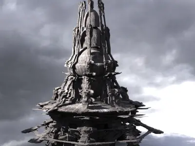 Dark Skeleton Spine Tower 3D model