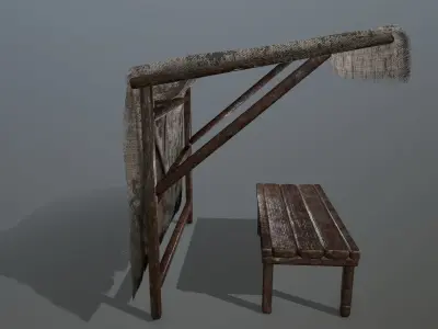 market  bench Low-poly 3D model