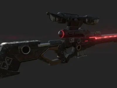 Sci-fi sniper rifle Low-poly 3D model