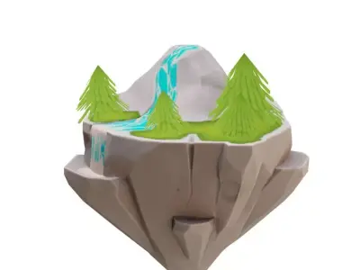 stylized Floating Islands  nature  Low-poly 3D model Low-poly 3D model