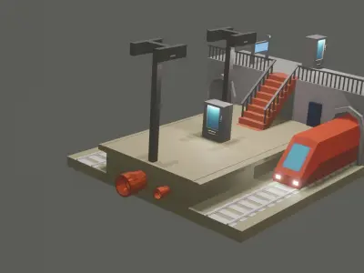 LowPoly SubwayStation Ue4 GameDev Unity Low-poly 3D model