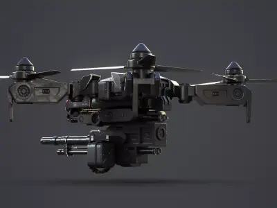 Futuristic Military Attack Drone Low-poly 3D model