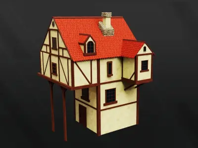Medieval Modular Kit  Low-poly 3D model