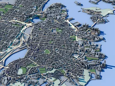 Stavanger City Norway Norwegian Coastal City  3D model