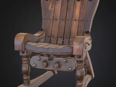 Rustic Spiked Torture Chair Low-poly 3D model