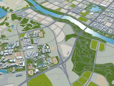 Ganzhou Jiangxi China 50km Low-poly 3D model