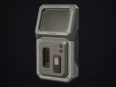 Sci-Fi Access Terminal and Keycard 5 Color Options LODs Low-poly 3D model