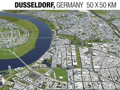 Dusseldorf Germany 50x50km 3D City Map 3D model