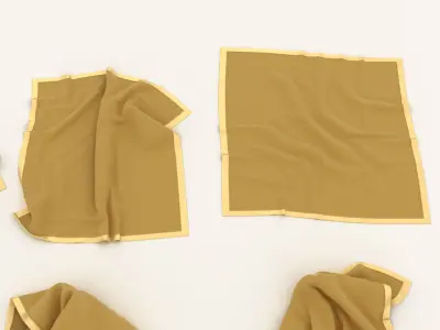 Towel Collection 4 pieces of tan cloth 3D model