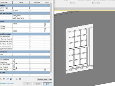 Double-Hung Window Revit 3D print model