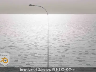 Street Light 4 Galvanized F1 M2 K0 6000mm  Low-poly 3D model