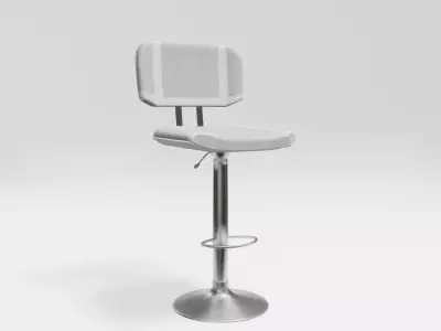club bar stool - white fabric Low-poly 3D model