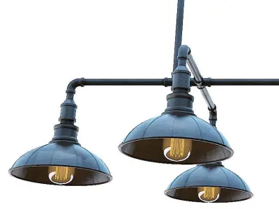 Chandelier industrial pendant light with five lamps 3D model
