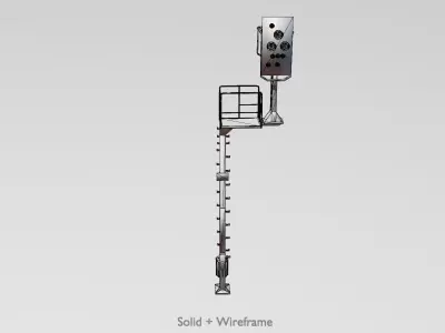 KS Railway Signal Post 7000mm Version-6 Low-poly 3D model