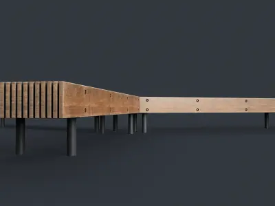 Modern Outdoor Bench 56 PBR Game Ready Low-poly 3D model