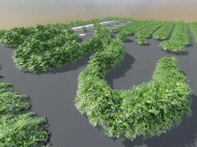 Blackberry Bushes and Hedges with Geometry Nodes Low-poly 3D model